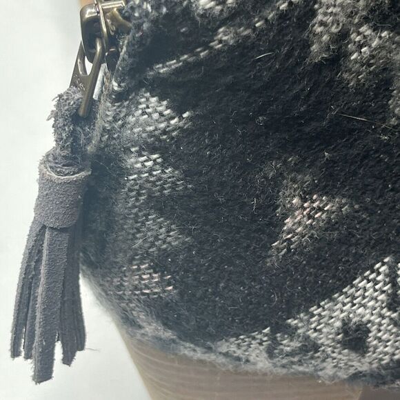 TOMS’ Women's Gray Leila Aztec Ankle Booties Size 7 Chunky Heel Tassels Western - Picture 9 of 12